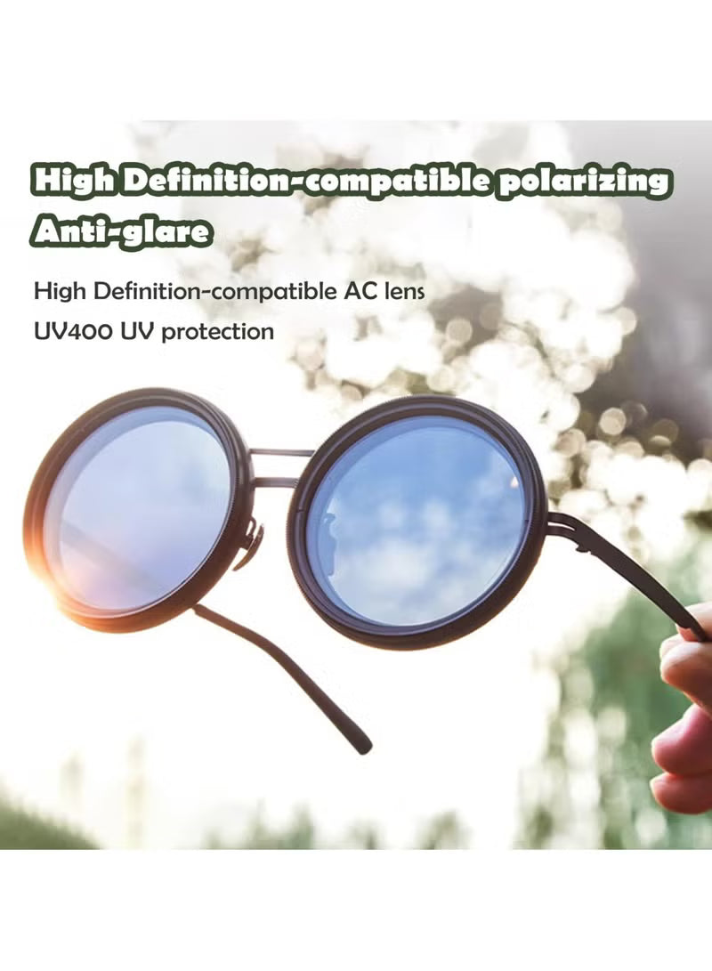 9 Gear Adjustable Tint Round Polarized Sunglasses