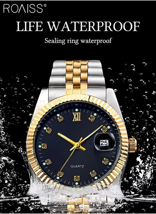 Steel Strap Couple Quartz Watch Set