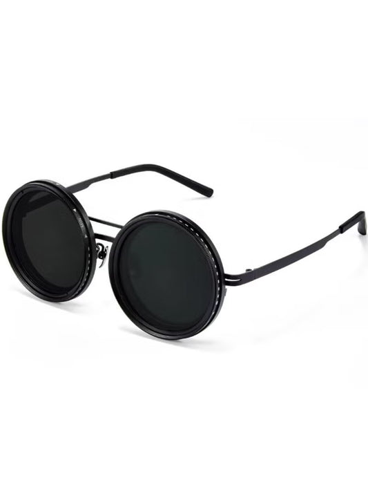 9 Gear Adjustable Tint Round Polarized Sunglasses