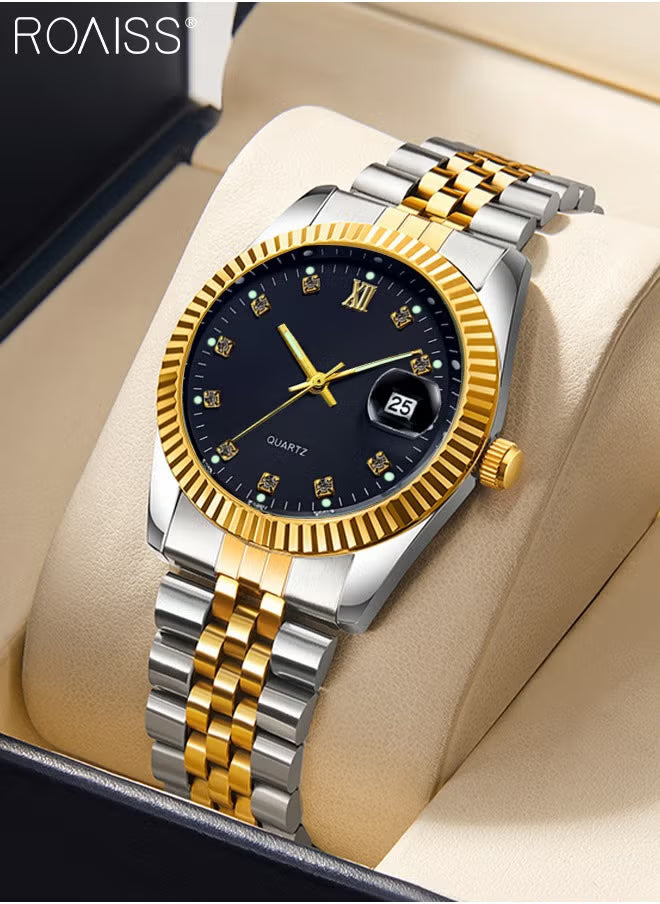 Steel Strap Couple Quartz Watch Set